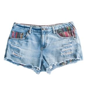 Free People Boho Distressed Denim Shorts